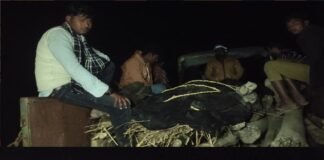 डंपर हादसे में मृत किसान को पुलिस की मौजूदगी में दी गई मुखाग्नि