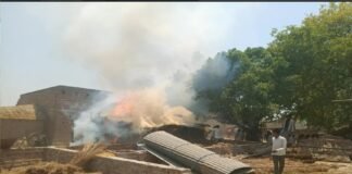 इकलहरा गांव में भीषण आग से झोपड़ी जली, भूसा और अनाज खाक—ग्रामीणों की तत्परता से टला बड़ा हादसा