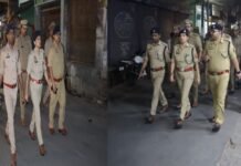 सुरक्षा व कानून-व्यवस्था को लेकर एसपी का फ्लैग मार्च, मुख्य मार्गों पर पैदल गश्त