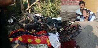 बरझाला गेट के पास दर्दनाक सड़क हादसा, अपाचे बाइक सवार युवक की मौके पर मौत