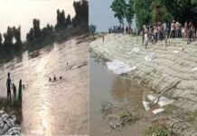 कोसी नदी में पलटी नाव, चार किसान लापता, सात लोगो ने तैरकर बचाई जान