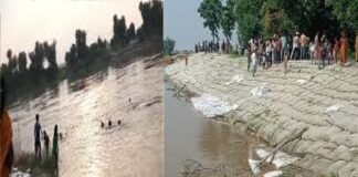 कोसी नदी में पलटी नाव, चार किसान लापता, सात लोगो ने तैरकर बचाई जान