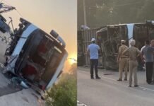 नवांशहर में सड़क हादसा: फ्लाईओवर से नीचे गिरी मनाली से लौट रही प्राइवेट बस, 4 यात्रियों की मौत, 7 घायल
