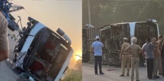 नवांशहर में सड़क हादसा: फ्लाईओवर से नीचे गिरी मनाली से लौट रही प्राइवेट बस, 4 यात्रियों की मौत, 7 घायल